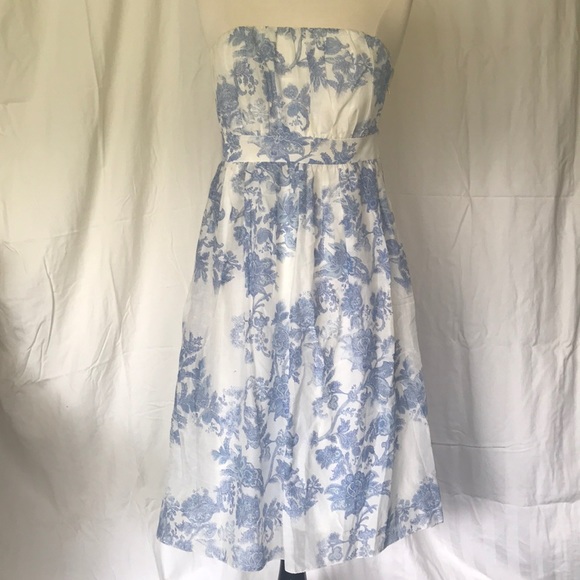 blue and white toile dress